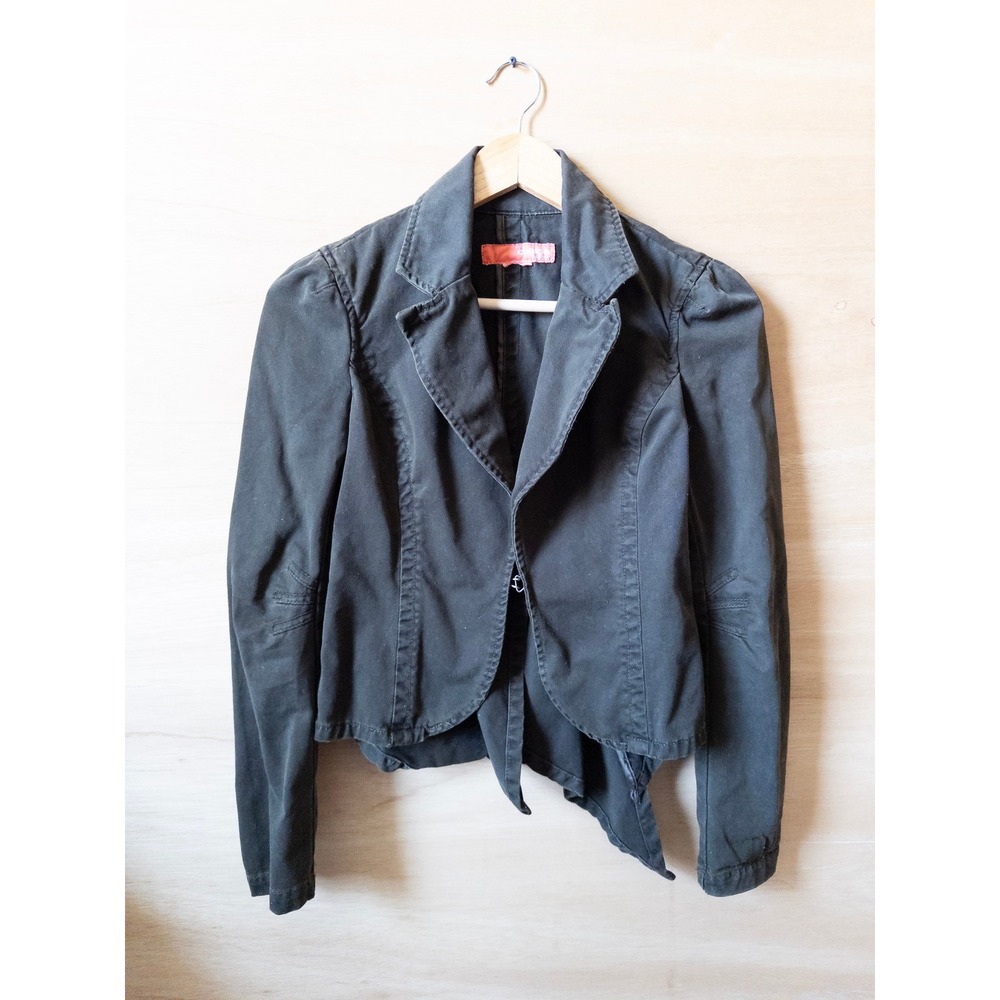 Choice Brown y2k canvas‎ Jacket Ruffle Back Tie Waist Blazer Style Size Small